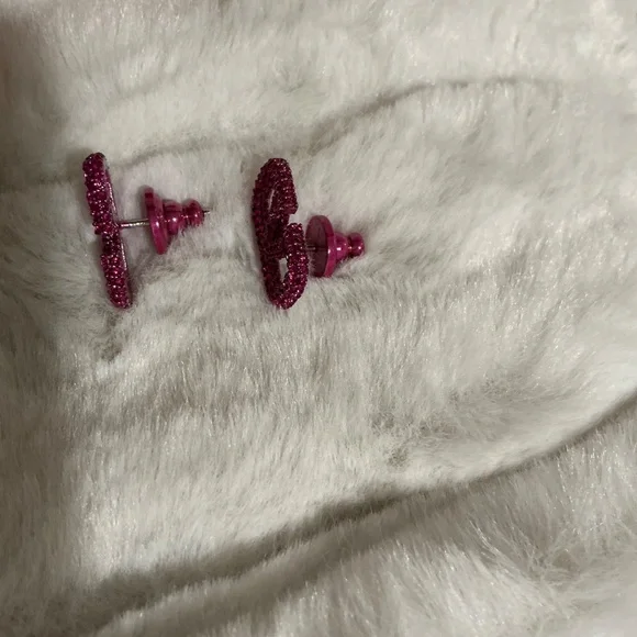 Valentino Garavani Preloved Fushia Crystals VLogo Earrings - Picture 3 of 13
